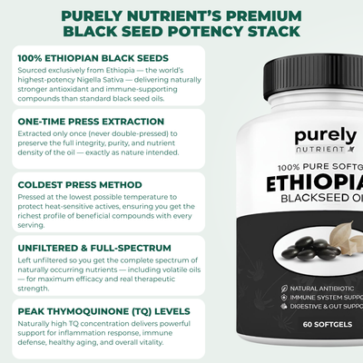Purely Nutrient Ethiopian Black Seed Oil - 50% OFF SALE + Free Herbal Companion Tea (Worth $35)