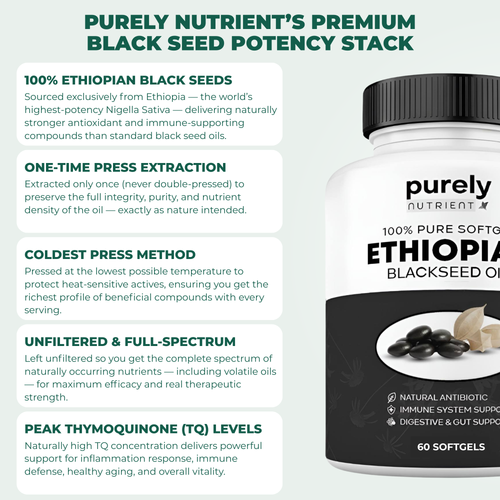 Purely Nutrient Ethiopian Black Seed Oil - 50% OFF SALE + Free Herbal Companion Tea (Worth $35)